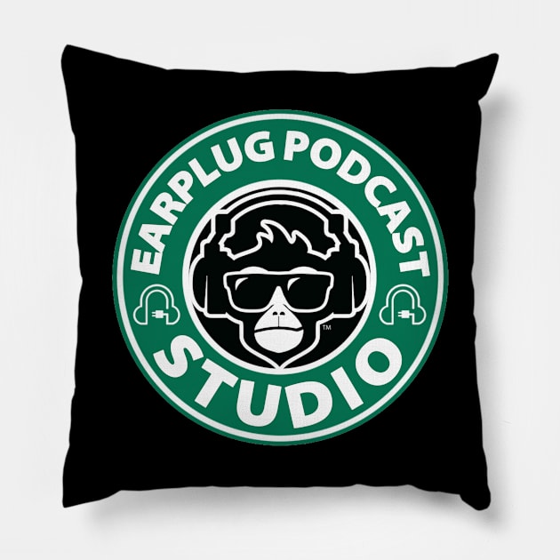 Earplug Starbucks logo tee Pillow by EarplugPodcastNetwork