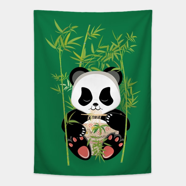 Panda eat ramen Tapestry by AnnArtshock