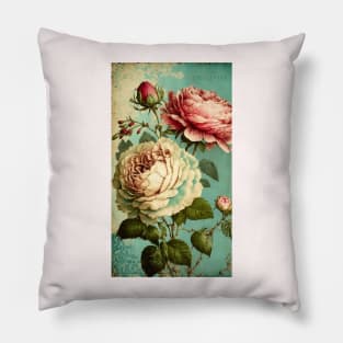 Boho Shabby Chic Bohemian Roses Vintage Flowers Floral Pillow