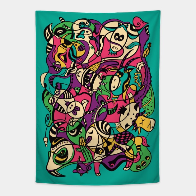 Goats - 12 Zodiac Animals Tapestry by OrangeFox