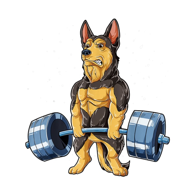 German Shepherd Weightlifting Fitness by Rojio