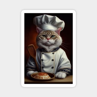 Cute Cat Wearing a Chef Hat: Adorable Feline Animals Magnet