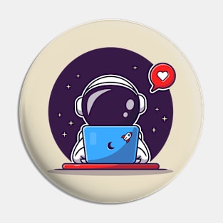 Cute Astronaut Operating Laptop Pin