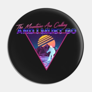 Retro Vaporwave Ski Mountain | The Mountains Are Calling And I Must Go | Shirts, Stickers, and More! Pin