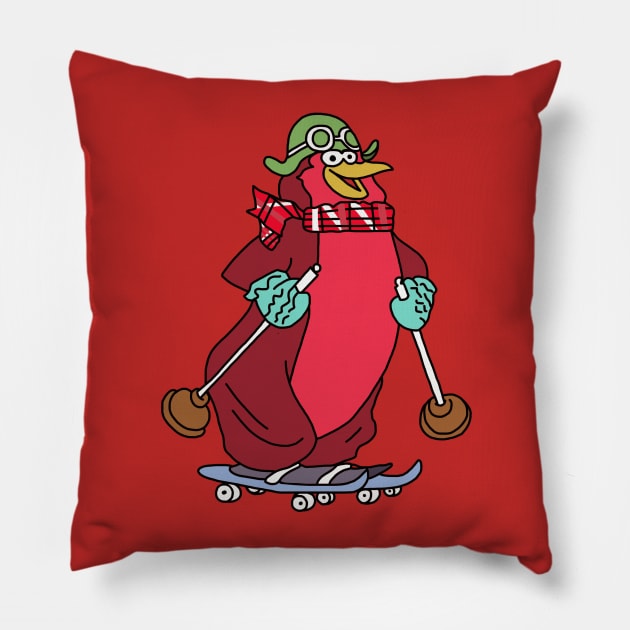 Skatebird Red Pillow by ElviaMontemayor