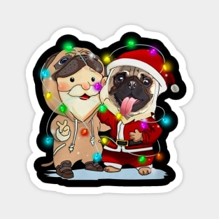 Santa Claus Pug Dog Merry Christmas T-shirt Magnet