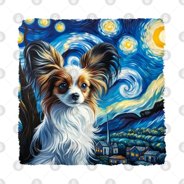 Starry Papillon Dog Portrait - Pet Portrait by starry_night