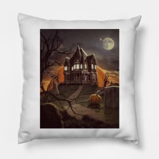 halloween scary evil pumpkin funny pumpkin head Pillow