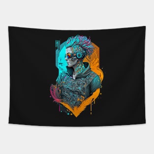 Neon Cyberpunk Hacker - V1.11 Tapestry