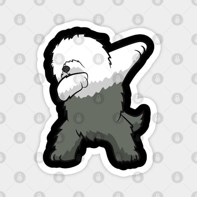 Dabbing English Sheepdog Dog Dancing Old English Sheepdog Magnet by EQDesigns