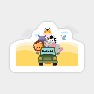 Modern Cute Noah Ark and his animal in the Jeep Magnet