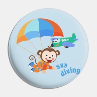 Vector illustration of a cute skydiver . Pin