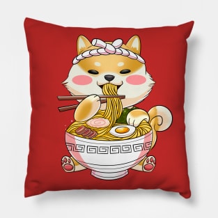 Shiba Inu Eating Ramen Pillow
