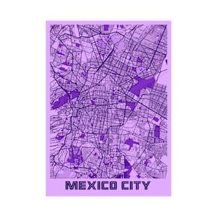 Mexico City - Mexico Lavender City Map T-Shirt