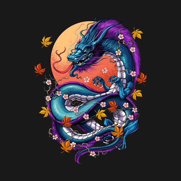 Vaporwave Japanese Dragon by underheaven