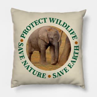 Wildlife Conservation Earth Day Elephant Calf Pillow