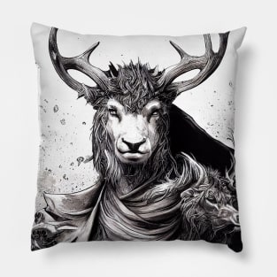 Stag Deer Wild Nature Illustration Line Epic Illustration Line Art Pillow