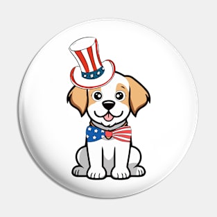 Funny happy dog is wearing uncle sam hat Pin