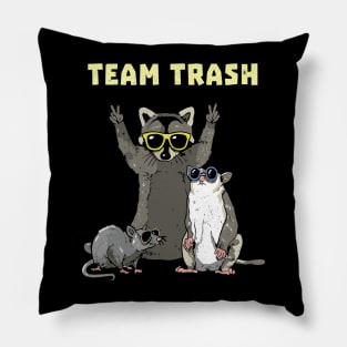 Team Trash Opossum Raccoon Rat_ Funny Animals Garbage Gang Pillow