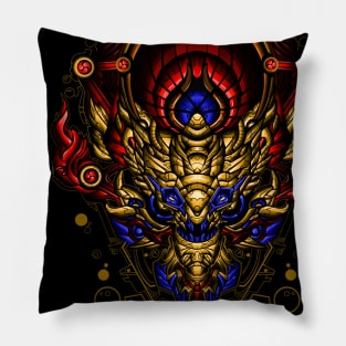 mecha tengu seampunk head design Pillow