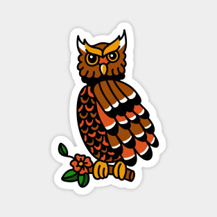 Vintage Owl Tattoo Illustration Magnet