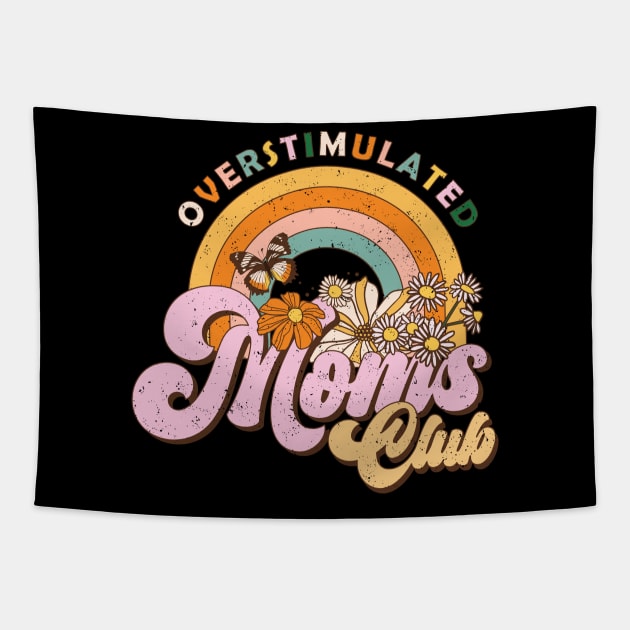 Overstimulated Moms club retro distressed design Tapestry by BAB