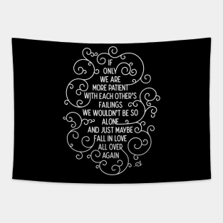 Fall In Love All Over Again - White Text on Black Tapestry