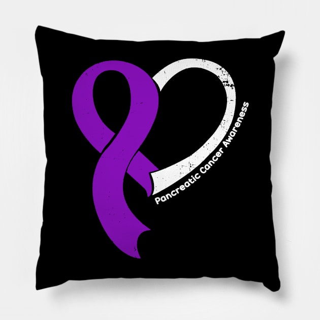 Pancreatic Cancer Awareness Hope Love Heart Ribbon Happy Valentines Day Pillow by BoongMie