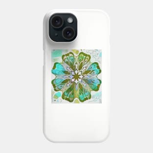 Mandala in blues and greens Phone Case