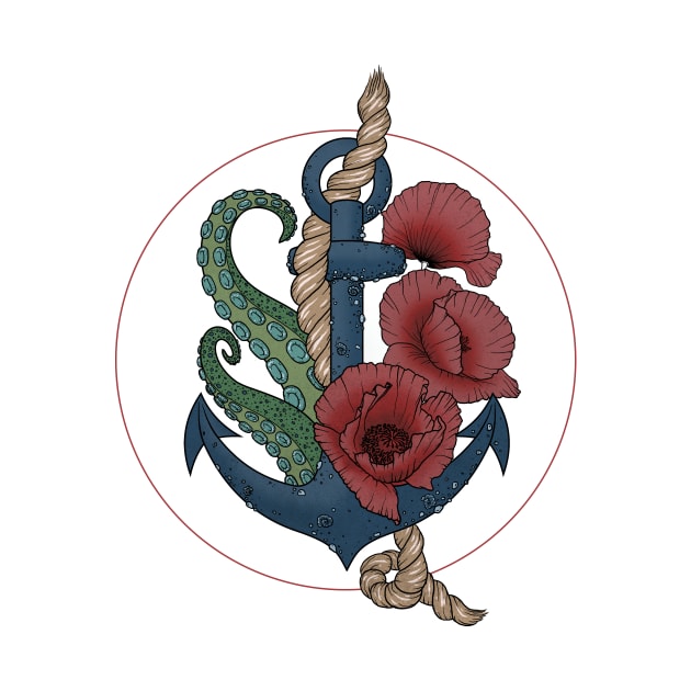 Anchor and flowers (red circle) by crazypangolin