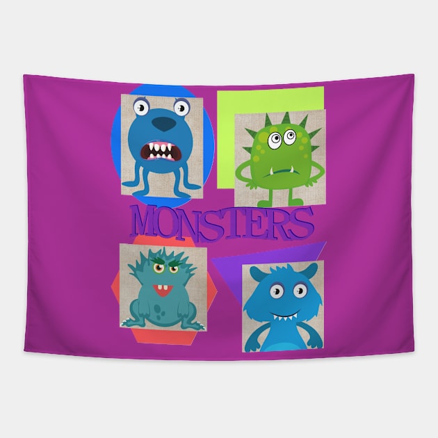 Monsters Tapestry by Nicole's Nifty Shop