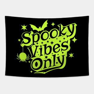 Spooky Vibes Only Retro Green Halloween Tapestry