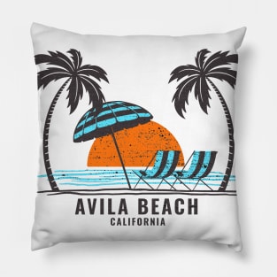 Avila Beach California Retro Vintage Pillow