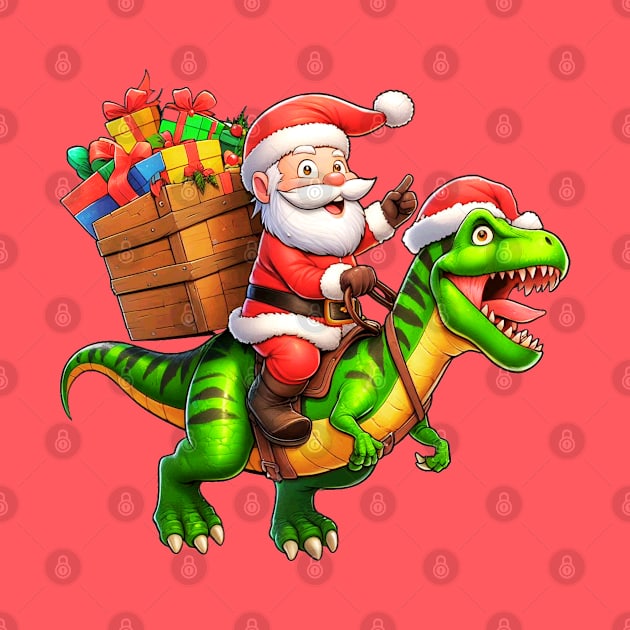 Santa Claus Riding T-REX by Etopix