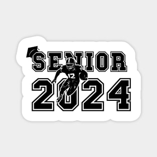 Retro Senior 2024 Running Football player Student Gift Us Flag Magnet