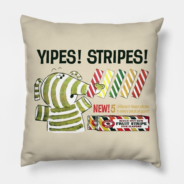 YIPES! STRIPES! Beech-Nut Fruit Stripe Gum Pillow by offsetvinylfilm