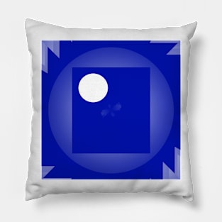 A white circle on blue Pillow