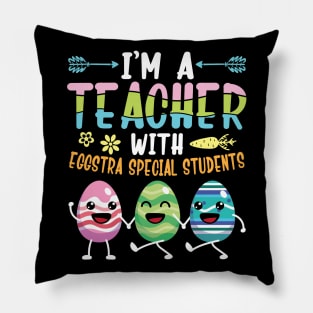 Bunnies Dancing I'm A Teacher With Eggstra Special Students Pillow