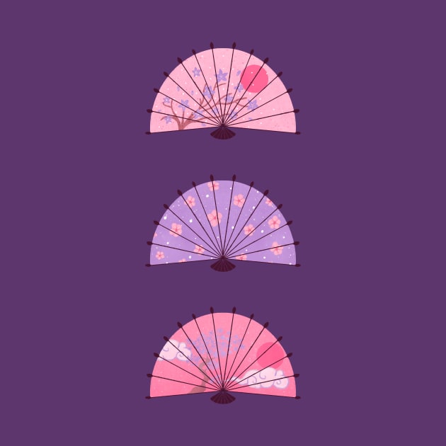 Pink and purple Japanese fans by Home Cyn Home 