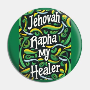 JEHOVAH RAPHA GREEN RIBBON WITH A TOUCH OF YELLOW Pin