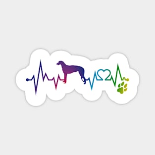 Scottish DeerHound  Colorful Heartbeat, Heart & Dog Paw Magnet