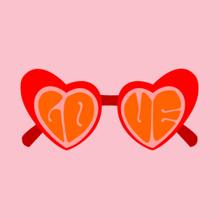 Retro 60s LOVE Heart Shaped Sunglasses T-Shirt