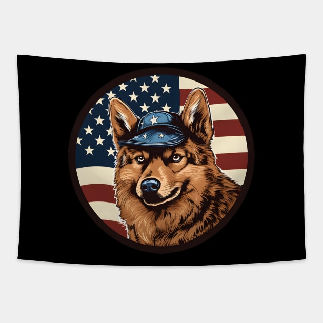 Patriotic Finnish Spitz Tapestry by NatashaCuteShop