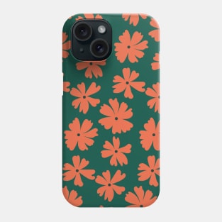 Retro Flowers Pattern, Green Pink Phone Case