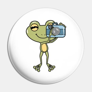 Frog as Photographer with Camera Pin