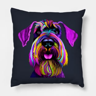 Giant Schnauzer Colorful Art Print Pillow