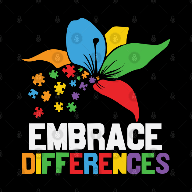 Autism Awareness - Embrace Differences by Peter the T-Shirt Dude