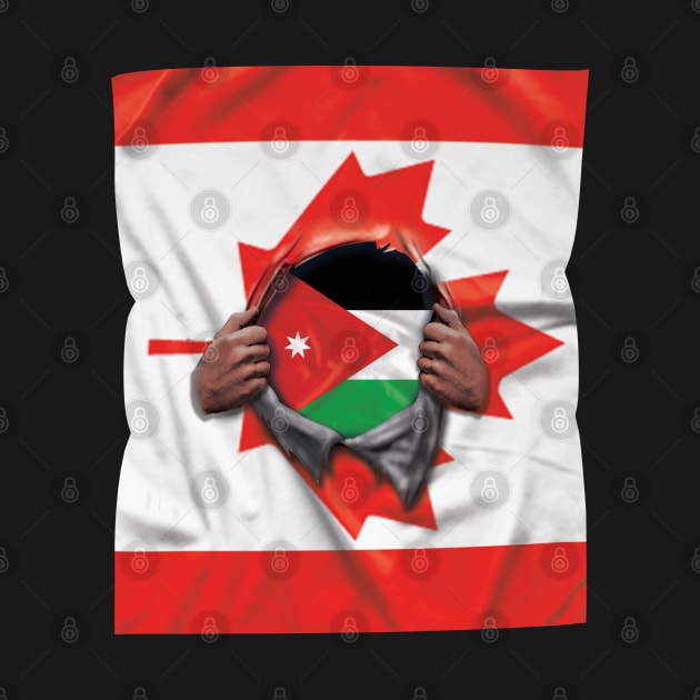 Jordan Flag Canadian Flag Ripped - Gift for Jordanian From Jordan by Country Flags