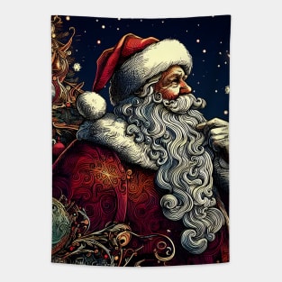Captivating Christmas: Unleash Cheer with Unique Santa Claus Illustrations! Tapestry