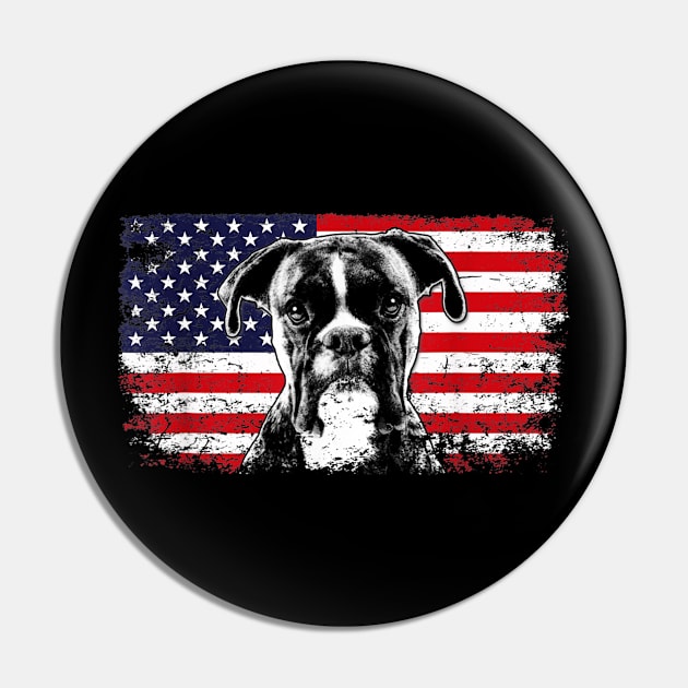 Boxer Dog American Flag Vintage Retro Pin by Xamgi